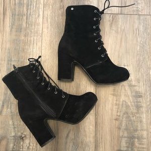 Vegan Suede Lace-up Platform Boots